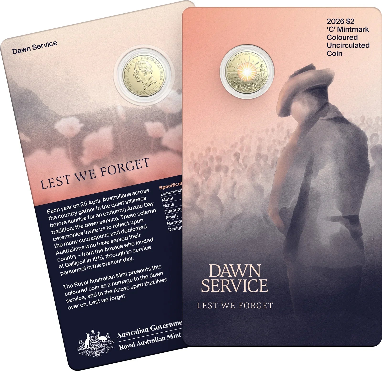 RESTOCKED: Commemorating the Spirit of Anzac: The 2026 Dawn Service $2 Coin
