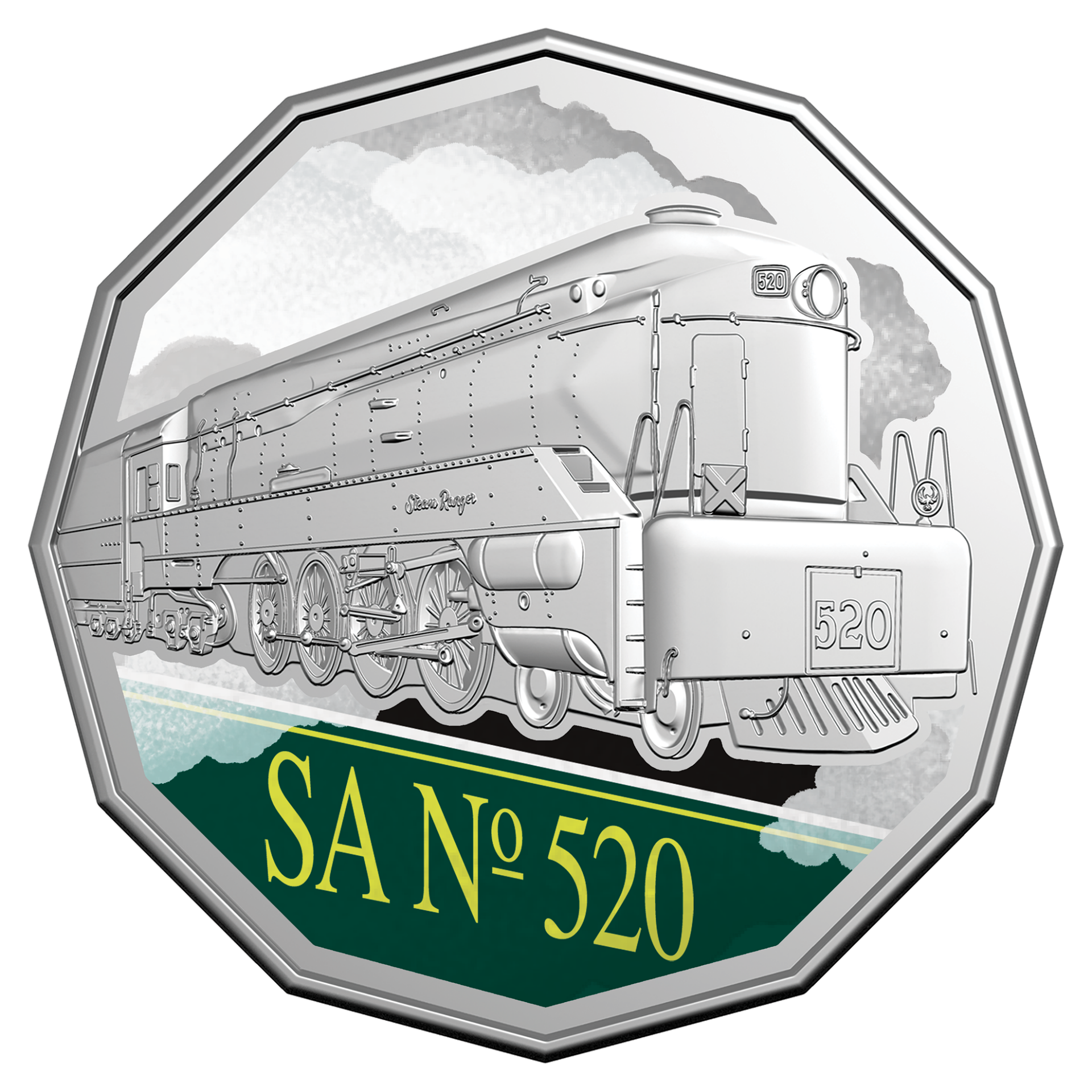 Steam Giants SA 520 Class No. 520 Sir Malcolm Barclay-Harvey 2025 50c Coloured Uncirculated Coin