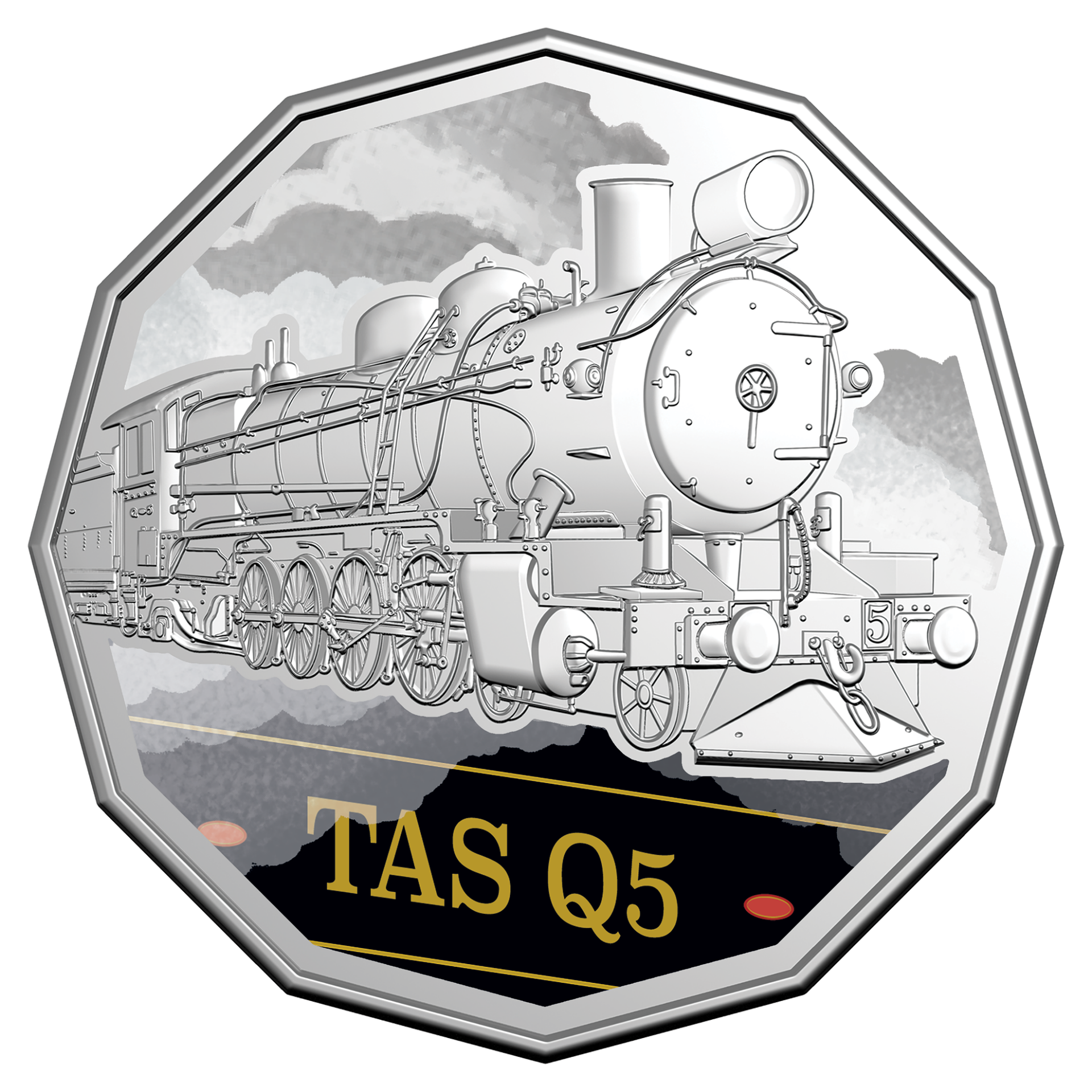 Steam Giants TAS Q Class Q5 2025 50c Coloured Uncirculated Coin
