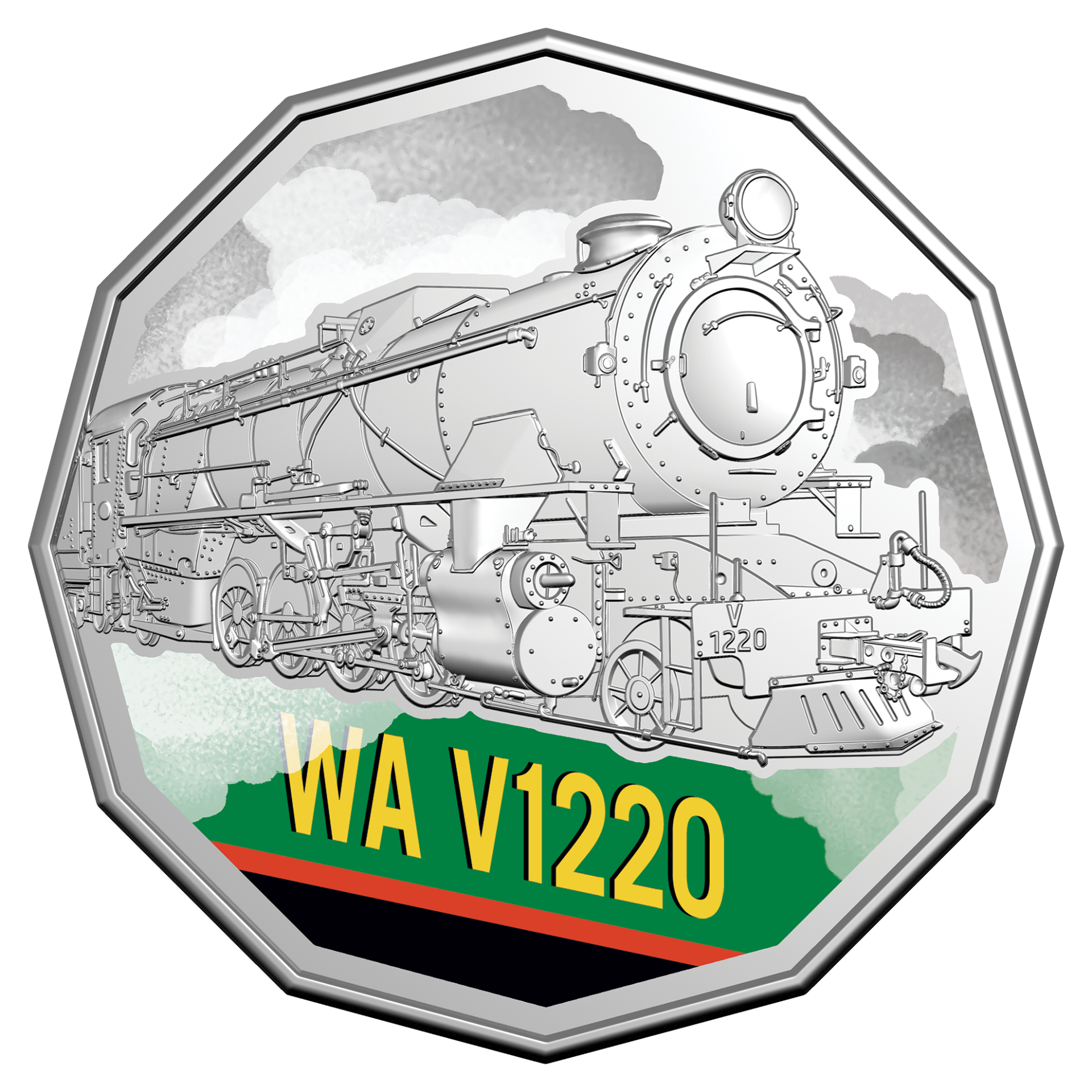 Steam Giants WA V Class V1220 2025 50c Coloured Uncirculated Coin
