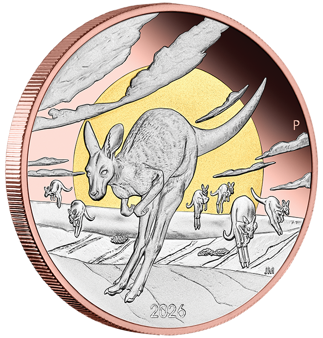 Wonders of Australia Kangaroo 2026 5oz Silver Proof Double Gilded Coin
