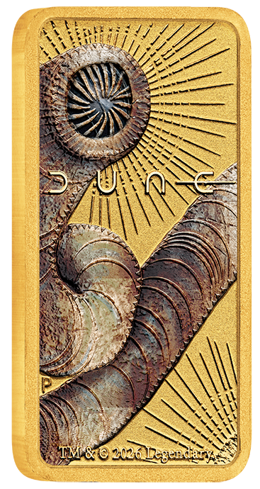 Dune 2026 1g Gold Coloured Minted Bar