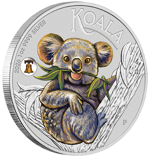 ANA Coin Show Special 2026 Koala 1oz Silver Coloured Coin with Liberty Bell Privy