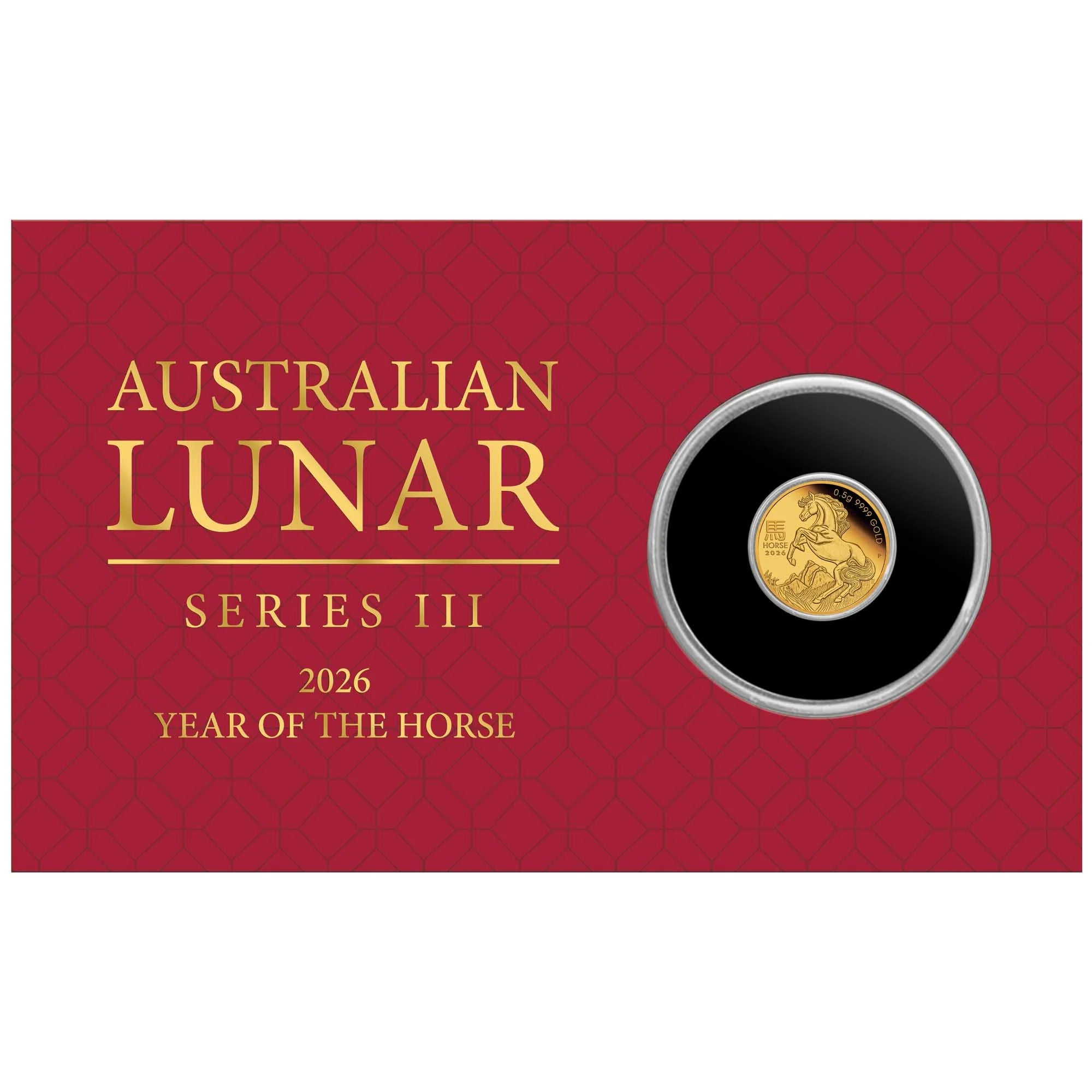 Australian Lunar Series III 2026 Year of the Horse 0.5g Gold Proof Coin in Card
