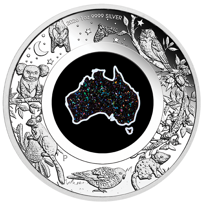 Great Southern Land Nocturnal 2026 1oz Silver Proof Matrix Opal Coin