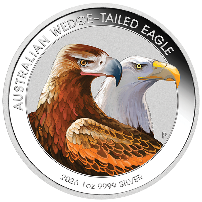 Australian Wedge-Tailed Eagle 2026 1oz Silver Coloured Coin in Card