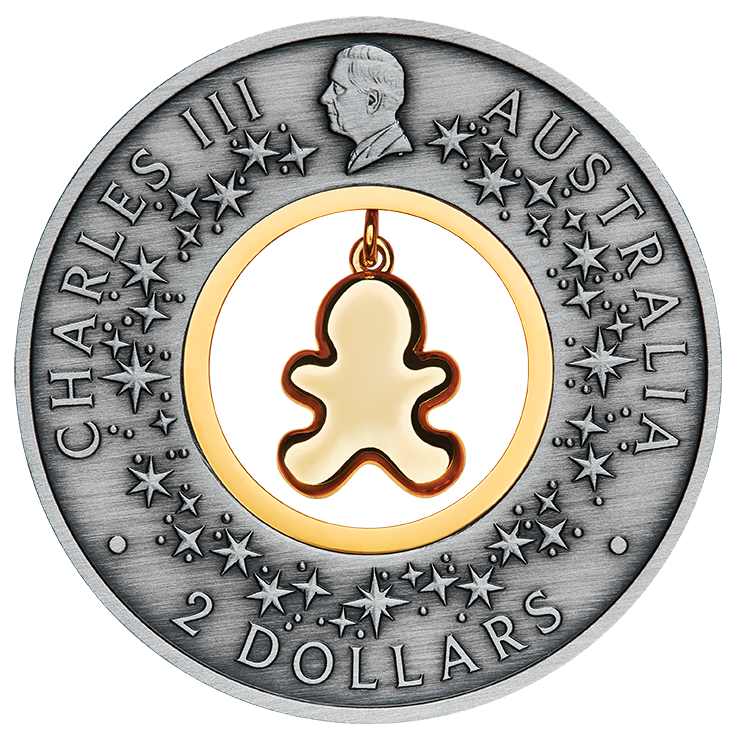 Gingerbread Christmas 2026 2oz Silver Antiqued Coloured Coin