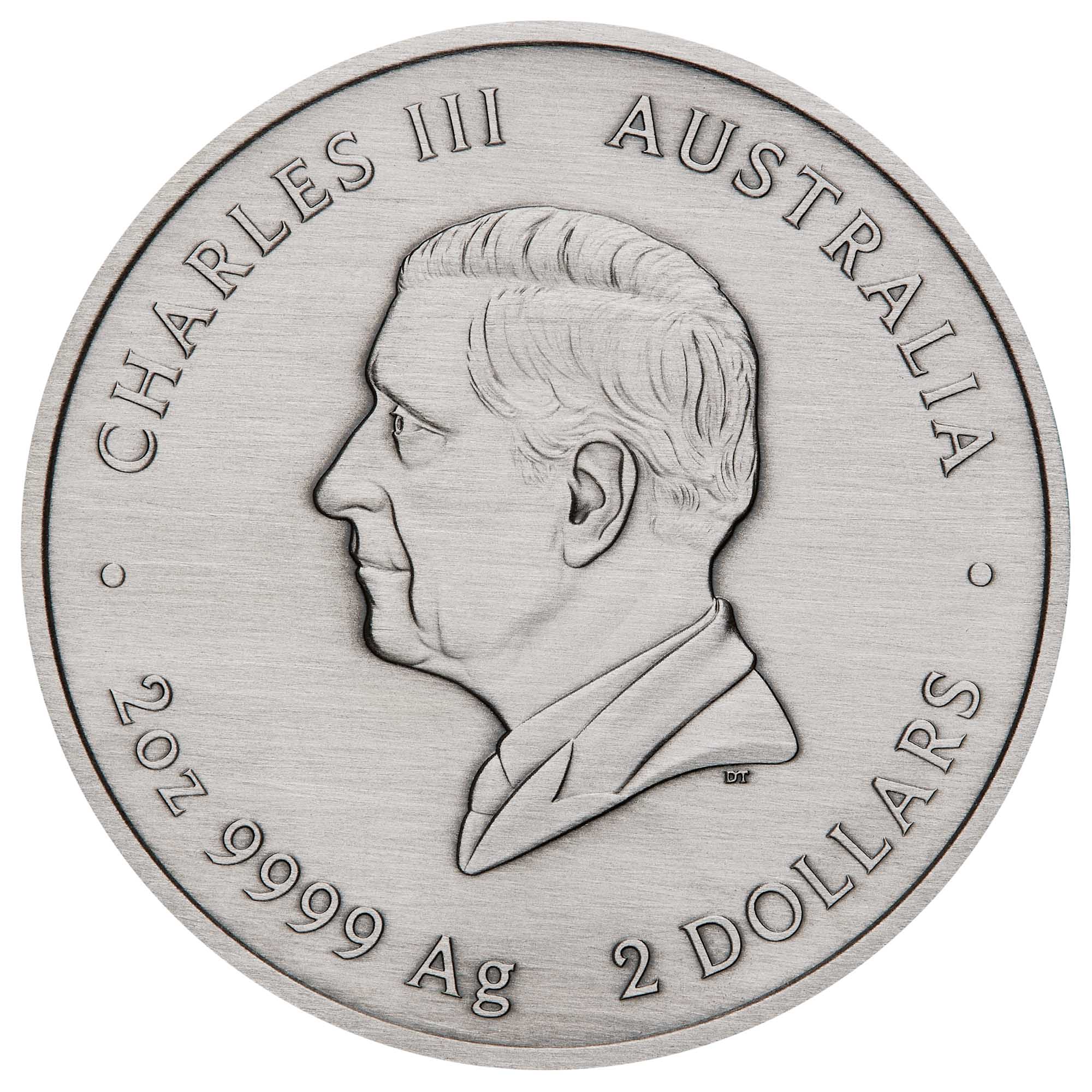 Emu Utingat 2025 2oz Silver Antiqued Coloured Coin