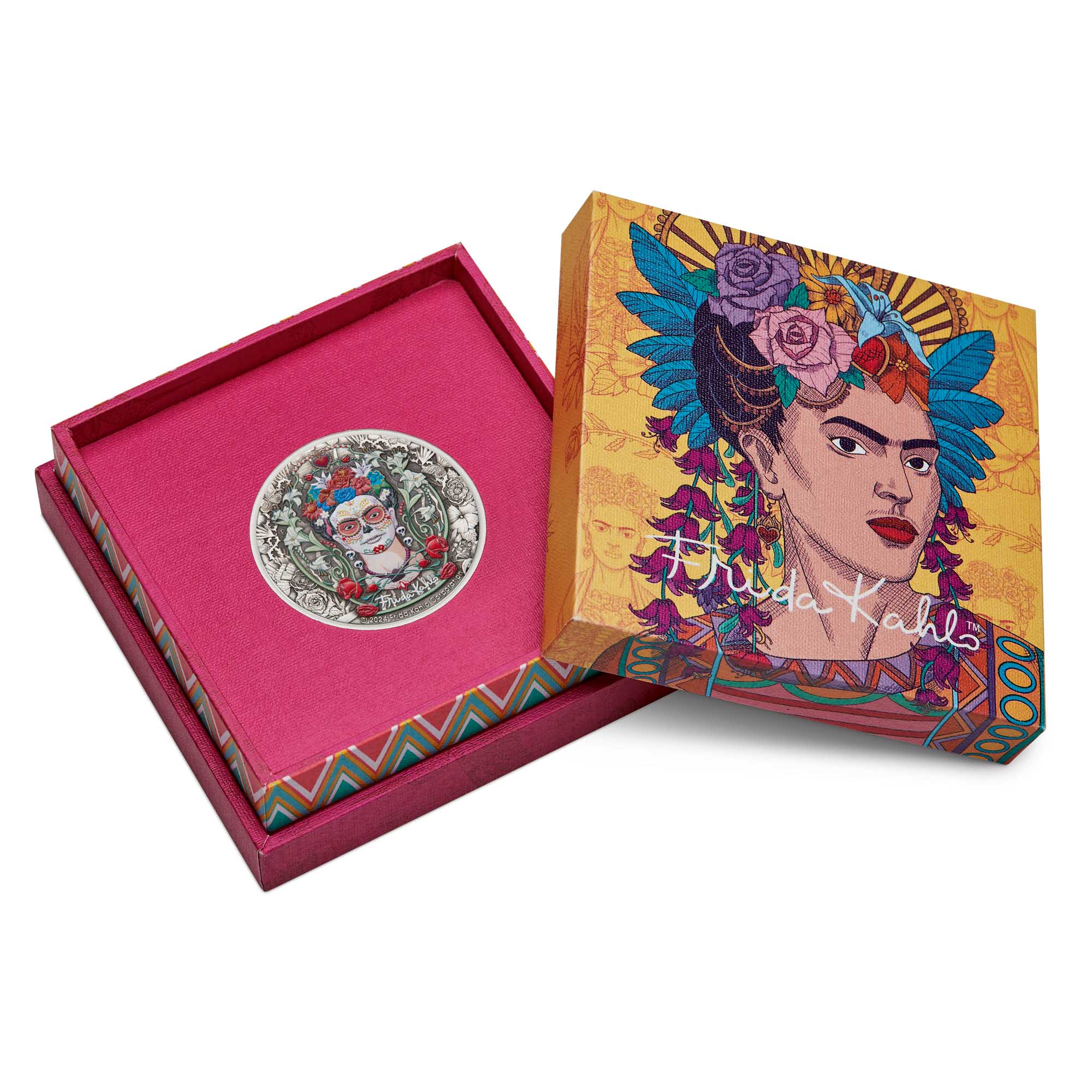 Frida Kahlo 2024 2oz Silver Antiqued Coloured Coin