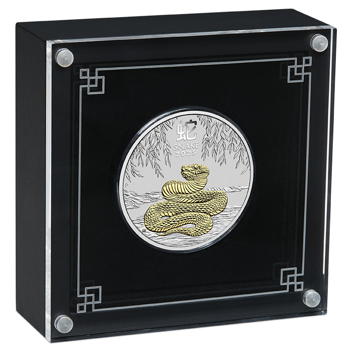 Australian Lunar Series III 2025 Year of the Snake 1oz Silver Gilded Coin