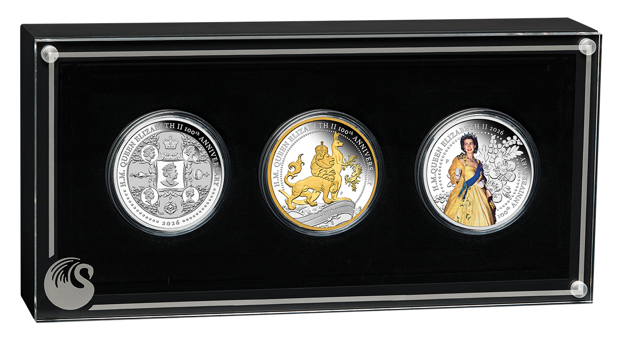 H.M. Queen Elizabeth II 100th Anniversary 2026 1oz Silver Three-Coin Set