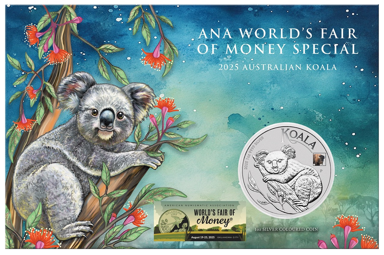 ANA Coin Show Special 2025 Australian Koala with Bison Privy 1oz Silver Coloured Coin