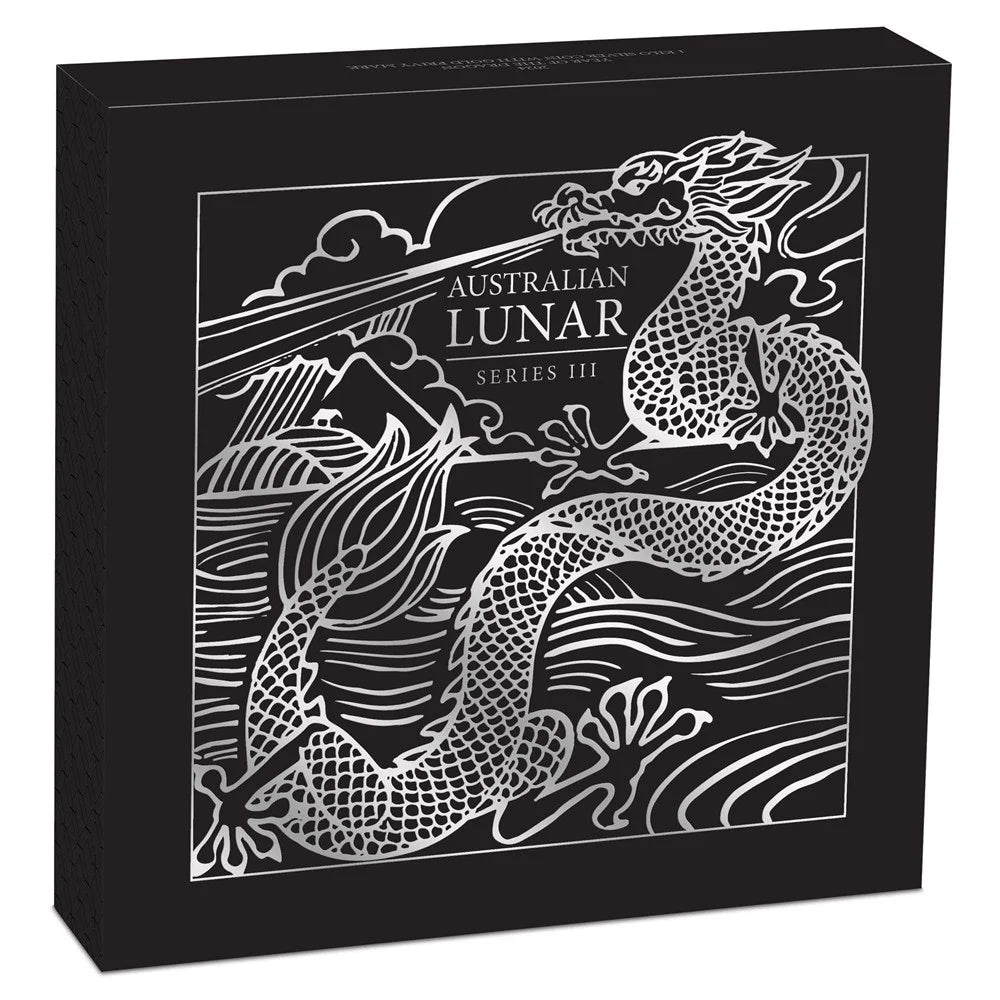 Australian Lunar Series III 2024 Year of the Dragon 1 Kilo Silver Coloured Coin with Gold Privy Mark