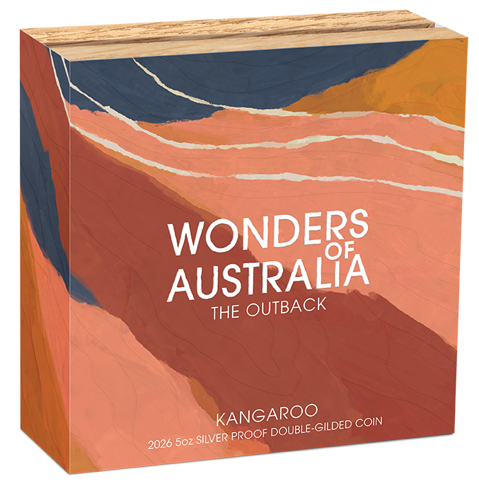 Wonders of Australia Kangaroo 2026 5oz Silver Proof Double Gilded Coin