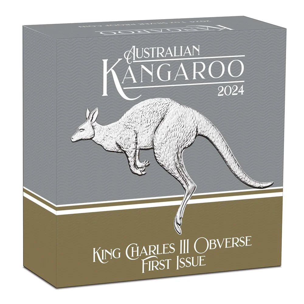 Australian Kangaroo King Charles III Obverse First Issue 2024 1oz Silver Proof Coin