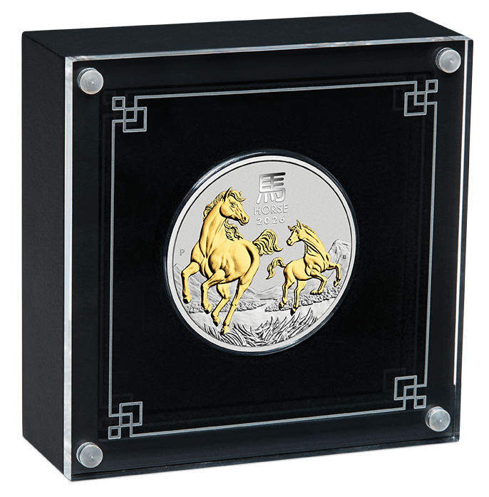 Australian Lunar Series III 2026 Year of the Horse 1oz Silver Gilded Coin