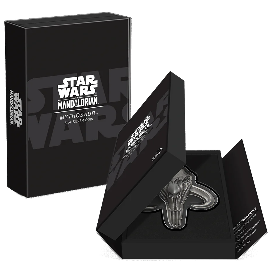 Star Wars: The Mandalorian – Mythosaur 5oz Silver Shaped Coin