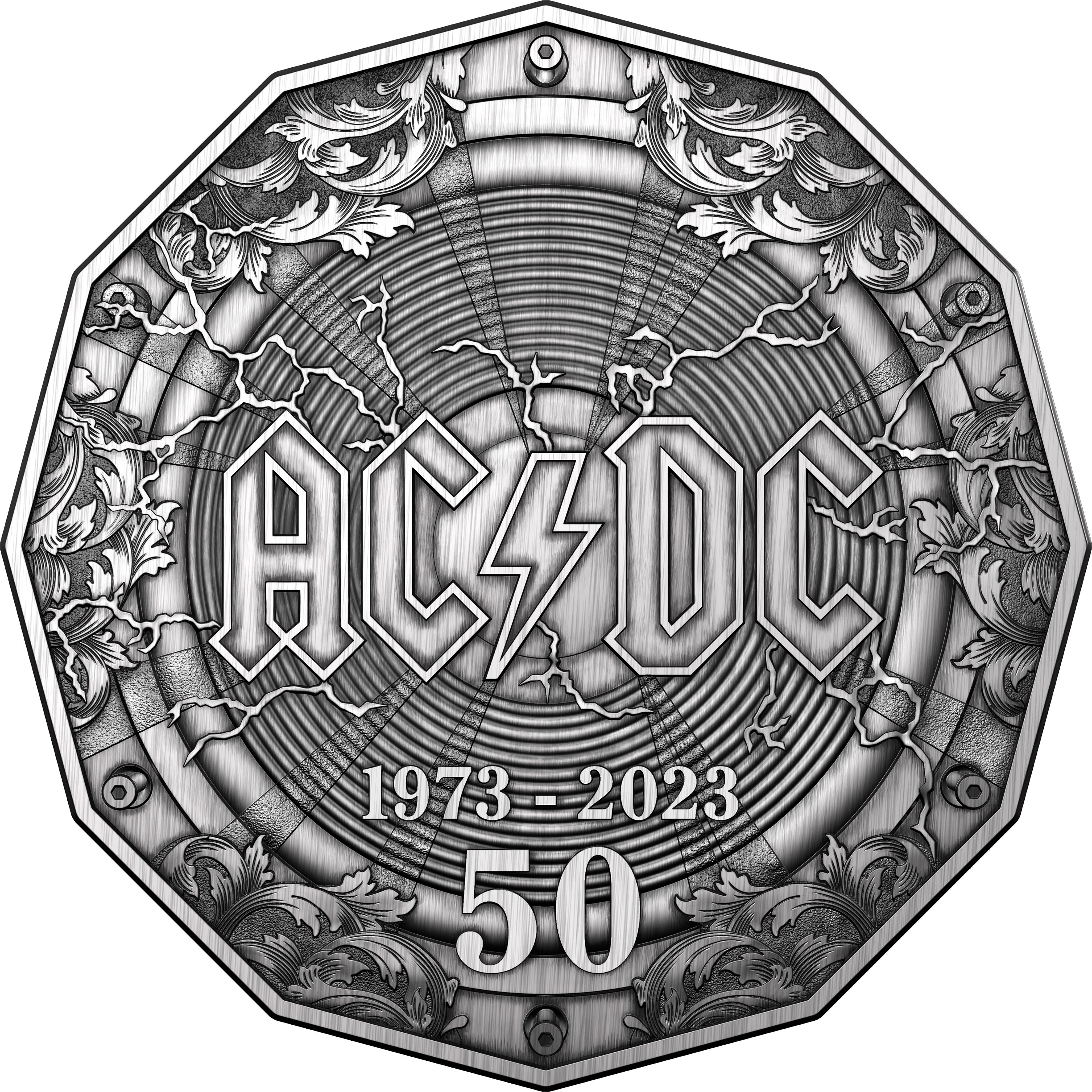 5 0 th anniversary of A C / D C - 2023 50c Silver Antique Coin