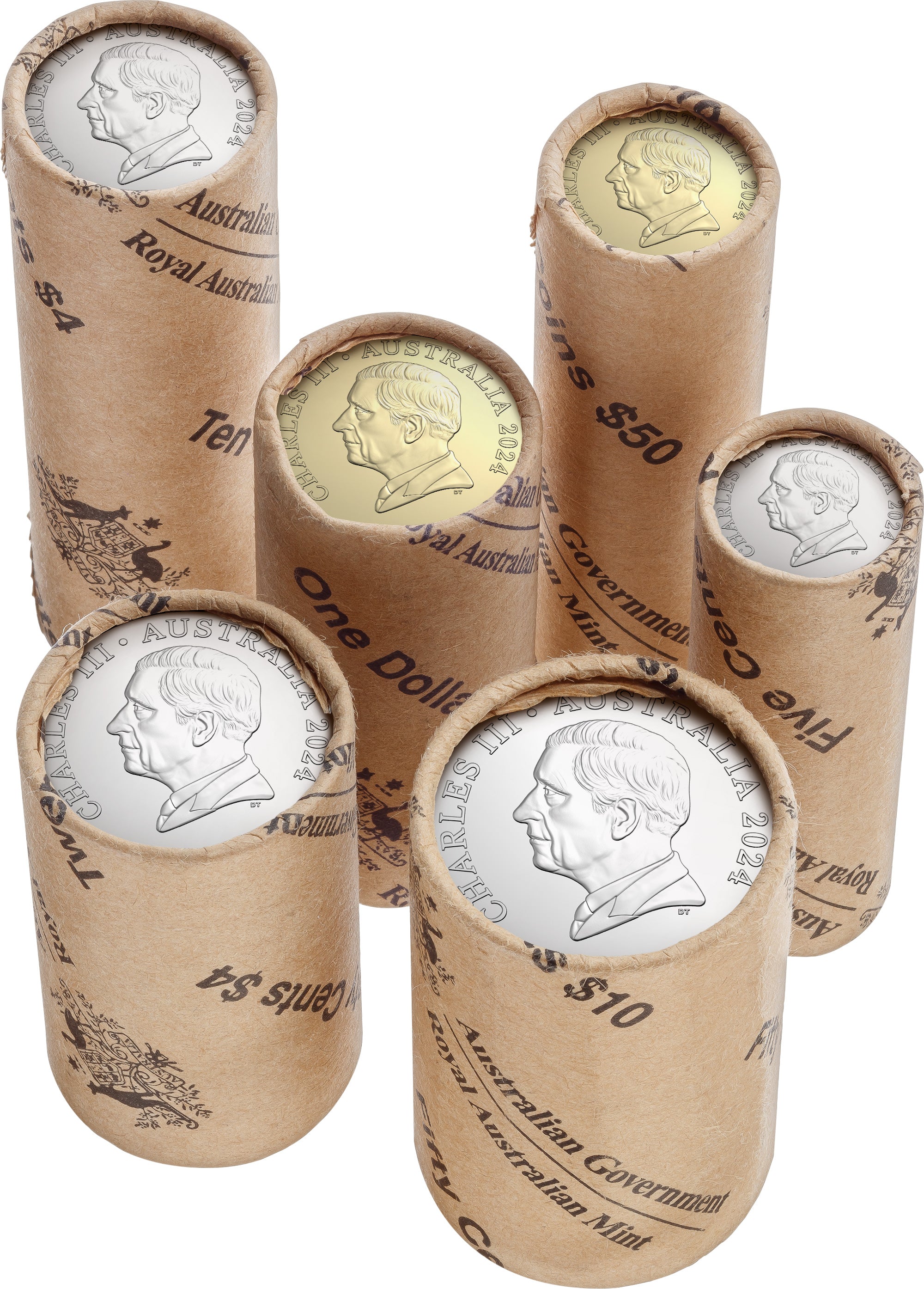 King Charles III Effigy 2024 Premium 6 Rolled Coin Set