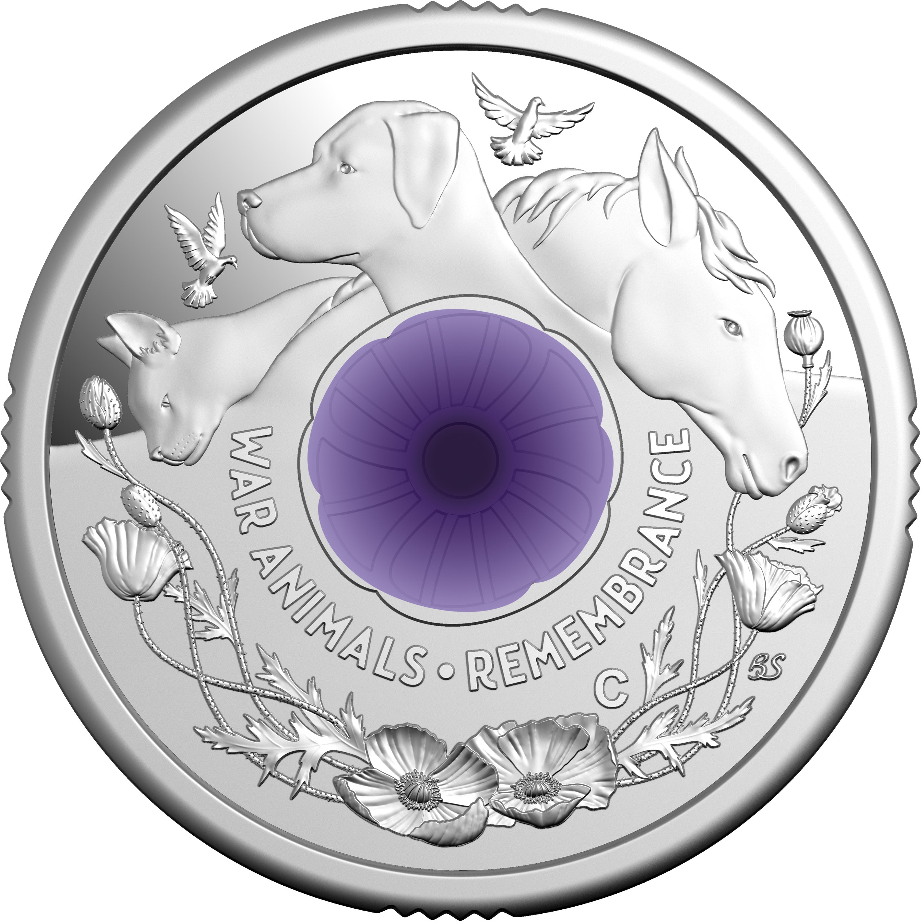 War Animals Remembrance 2024 $2 C Mintmark Coloured Fine Silver Proof Coin