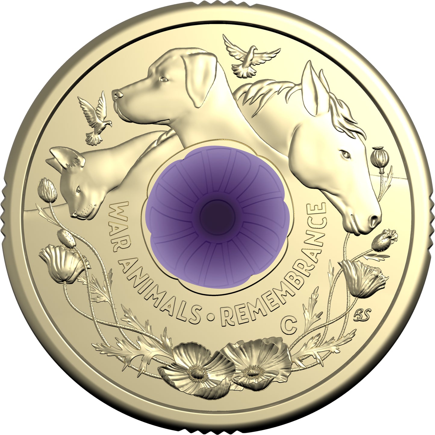 War Animals Remembrance 2024 $2 C Mintmark Coloured Uncirculated Coin