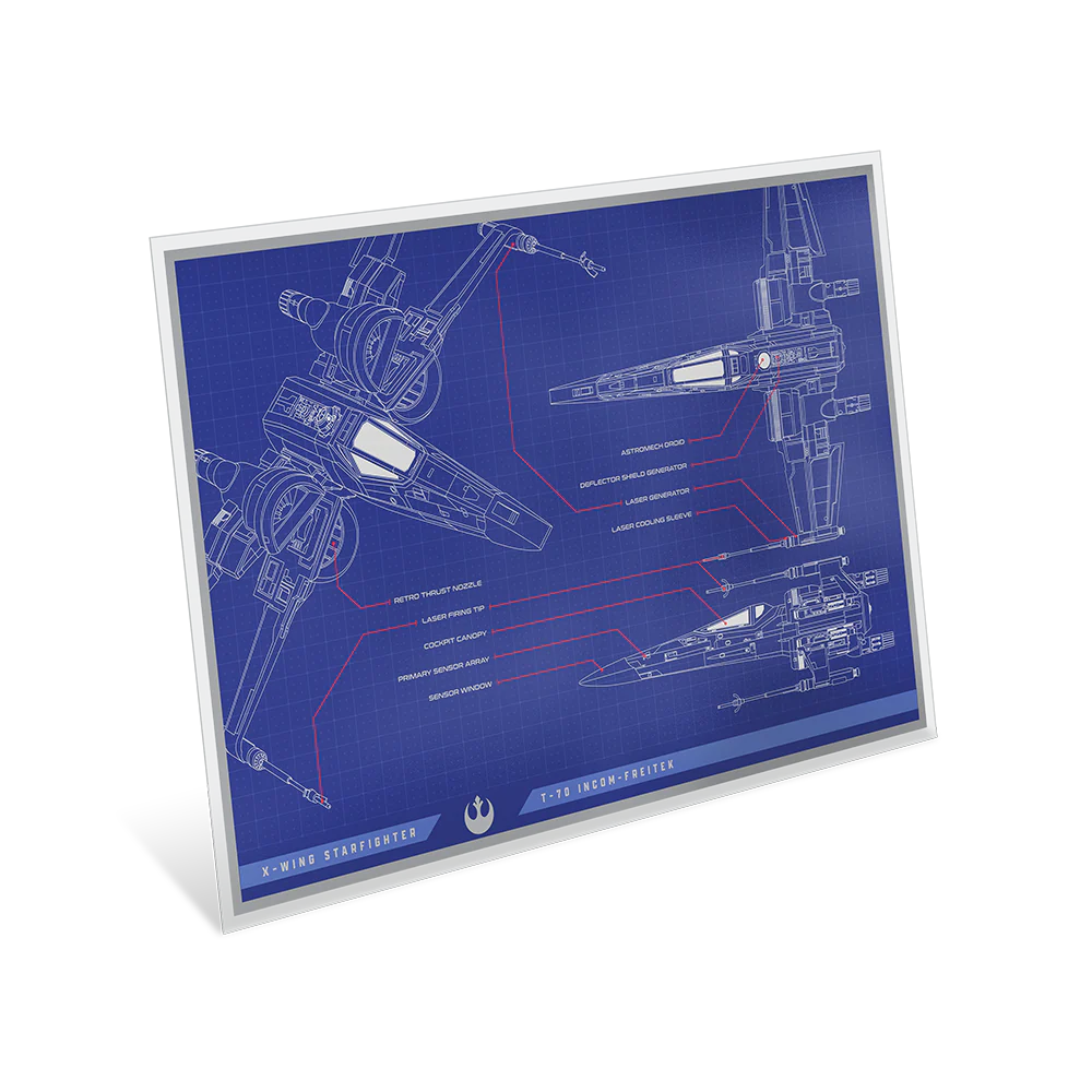 Star Wars X-Wing T-70 Blueprint 1oz Silver Foil