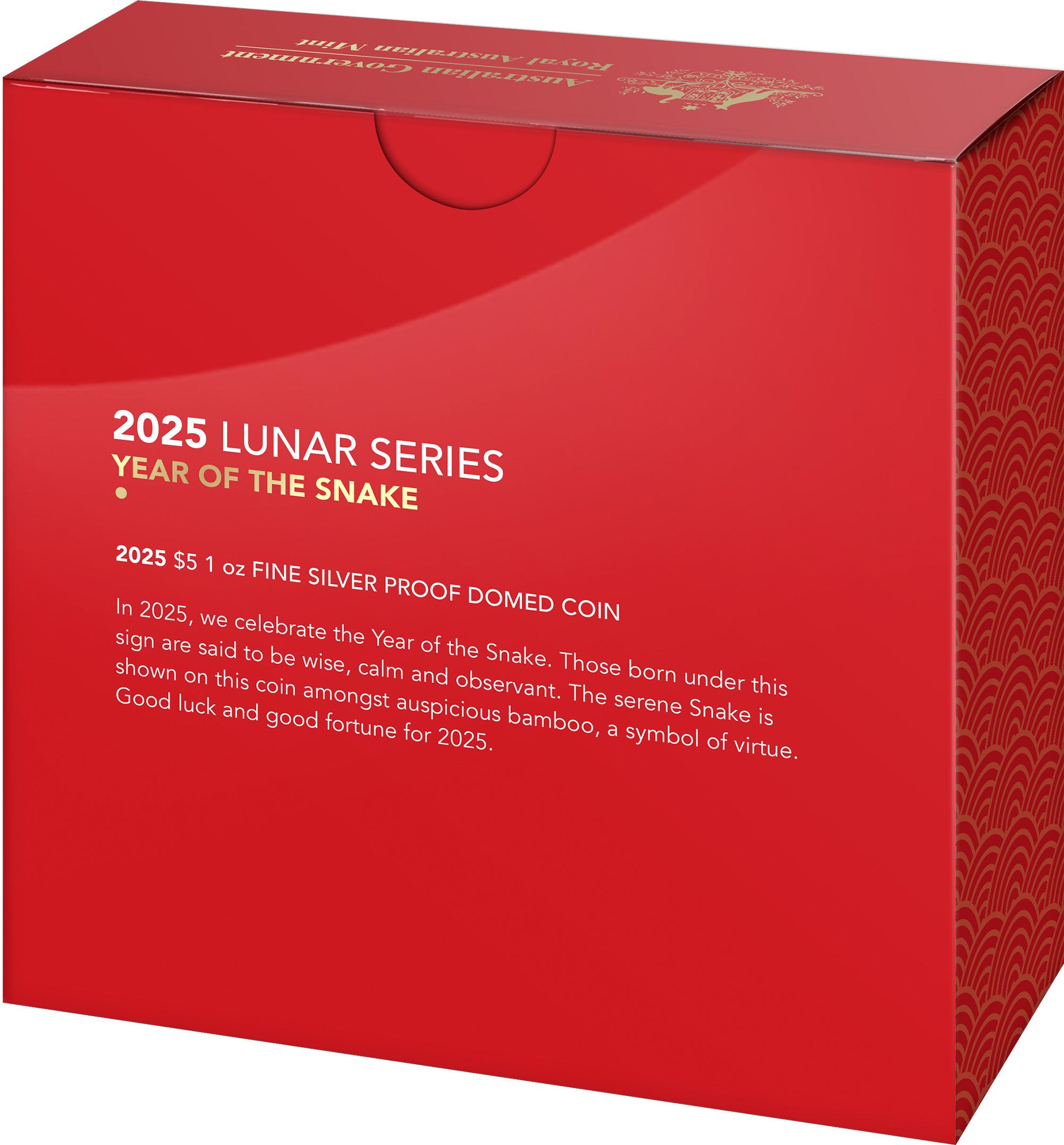 Lunar Series Year of the Snake 2025 $5 Fine Silver Proof Domed Coin
