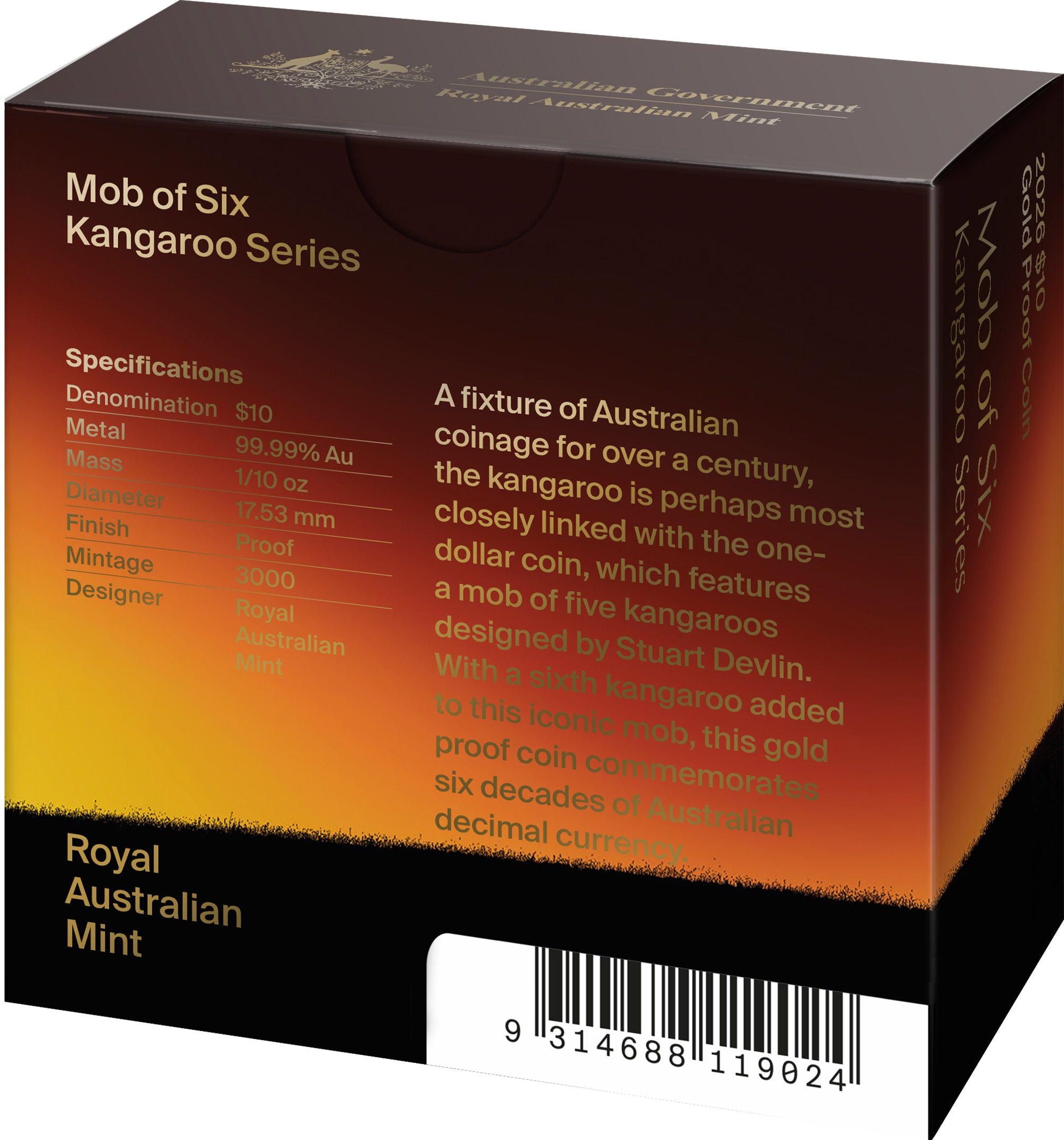 Kangaroo Series 2026 $10 1/10oz Gold Proof Coin