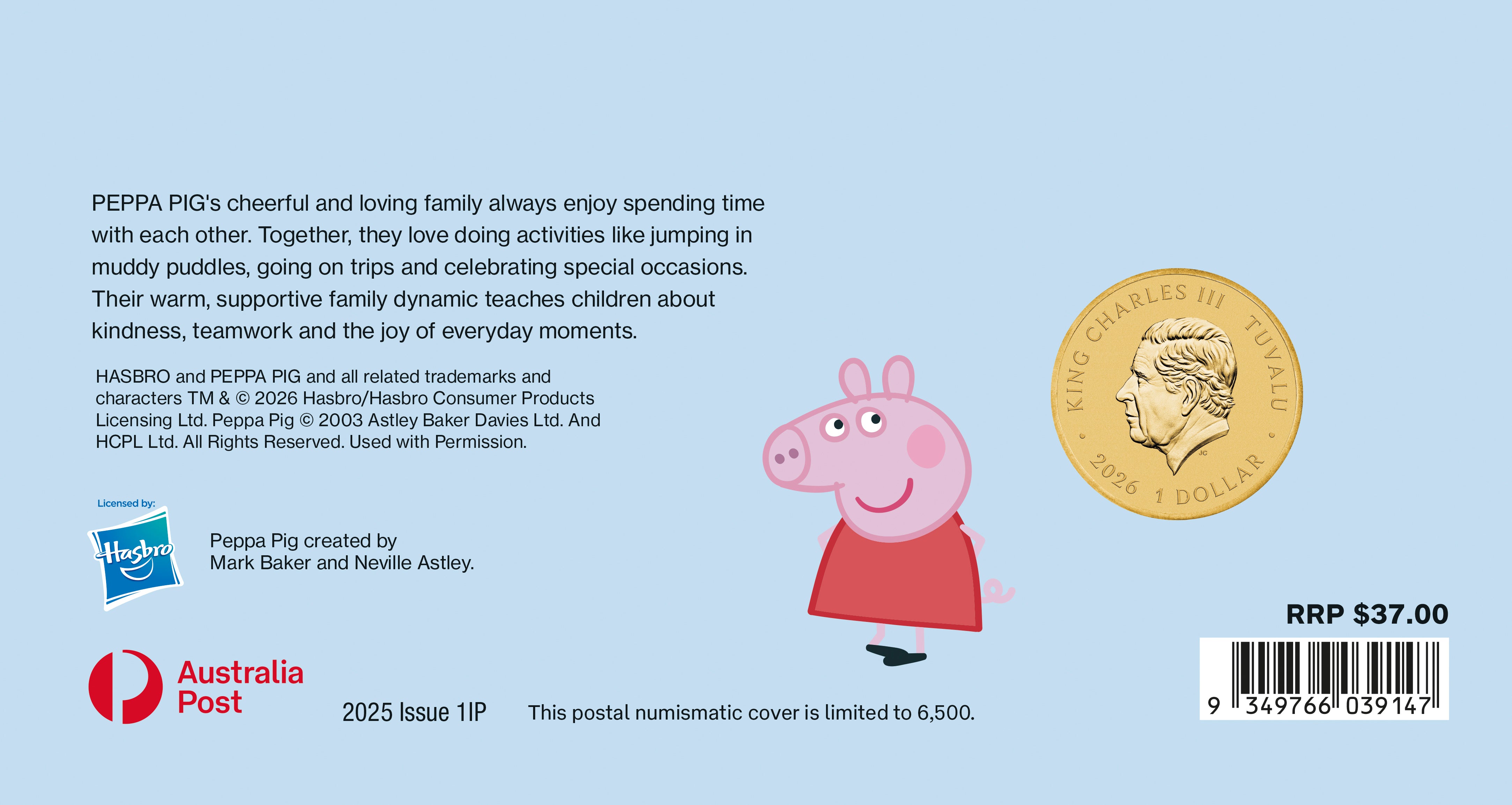 Peppa Pig 2026 Stamp and Coin Cover