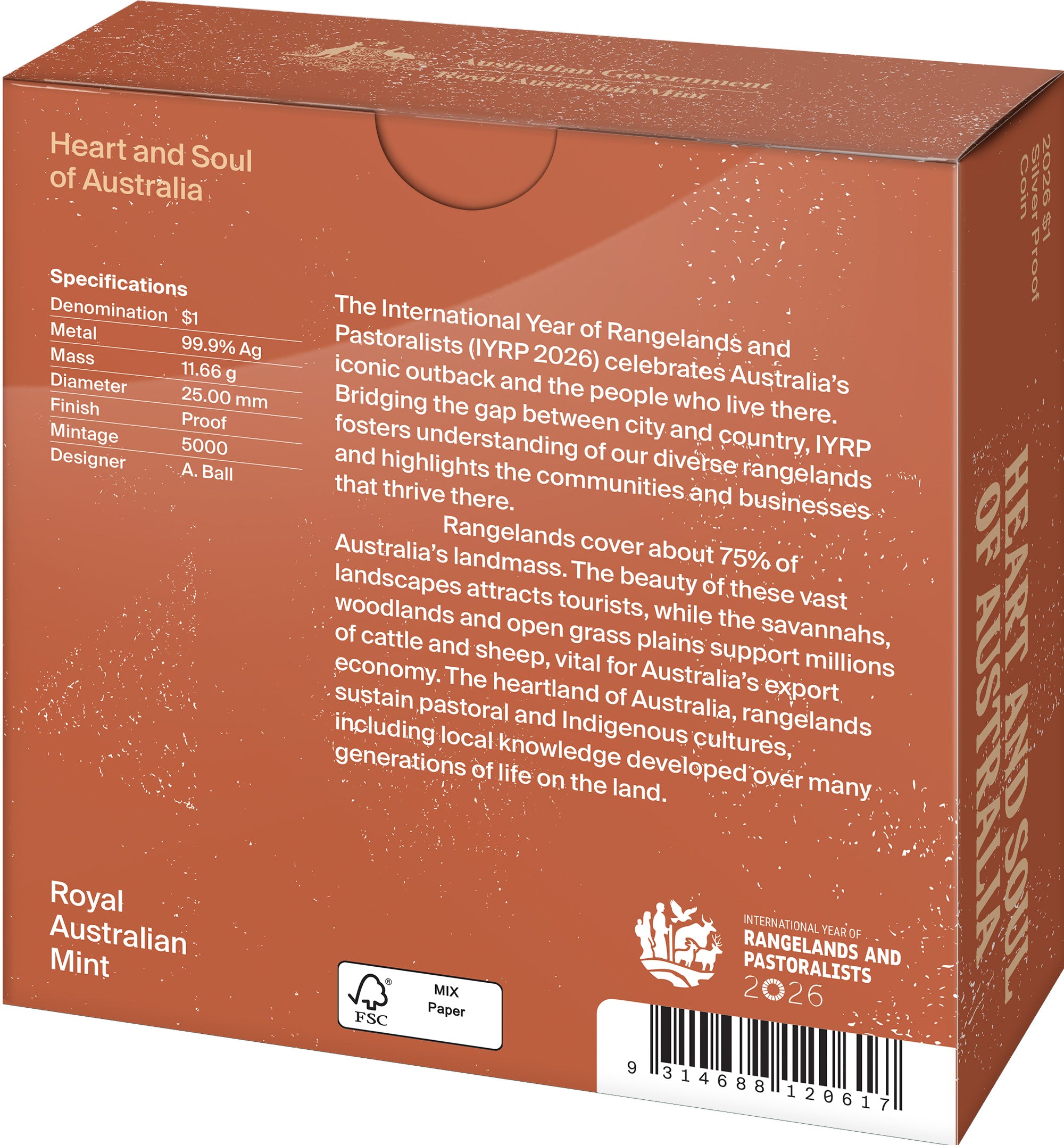 Heart and Soul of Australia International Year of Rangelands and Pastoralist 2026 $1 Fine Silver Proof Card