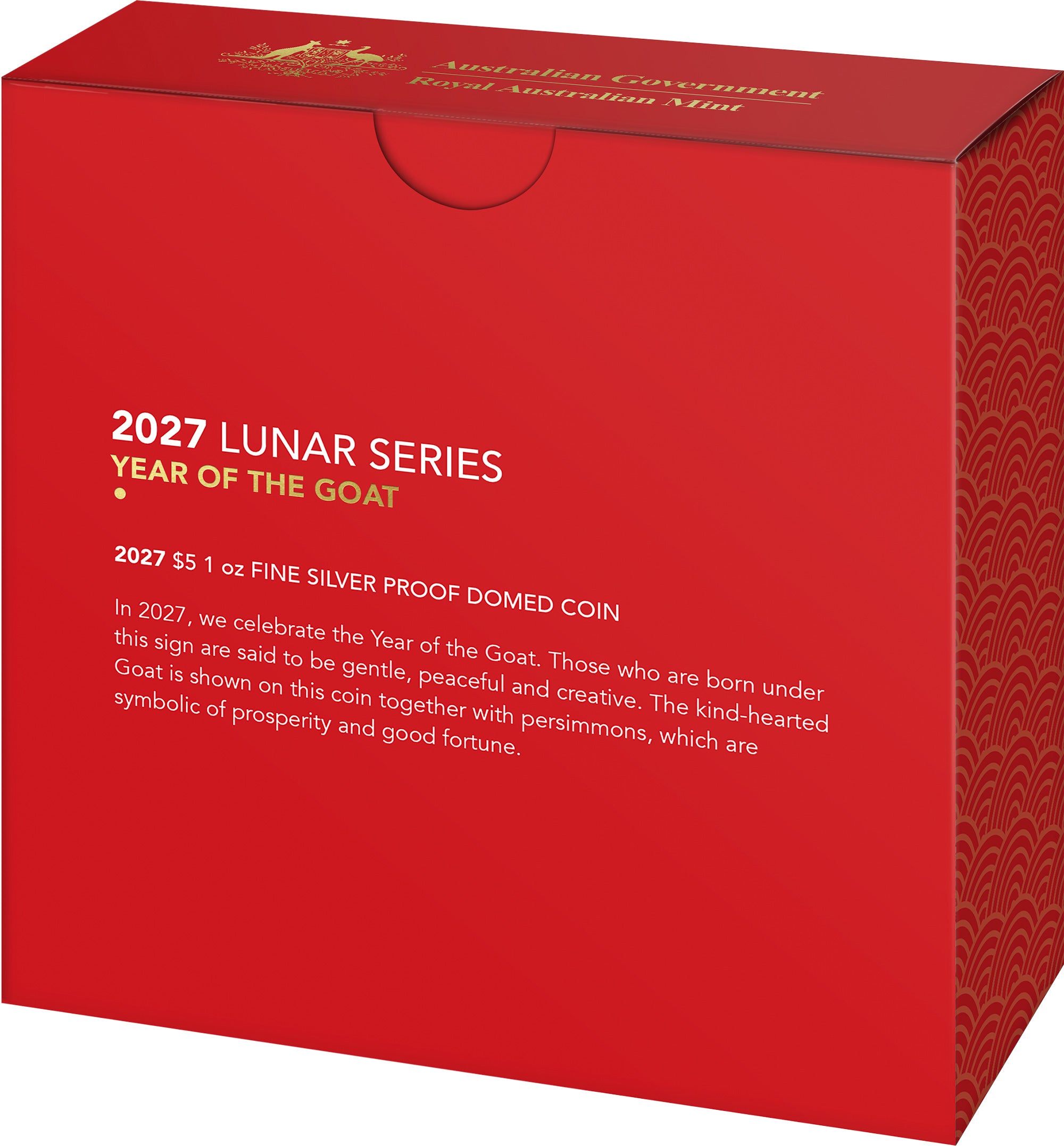 Year of the Goat 2027 $5 1oz Fine Silver Proof Domed Coin