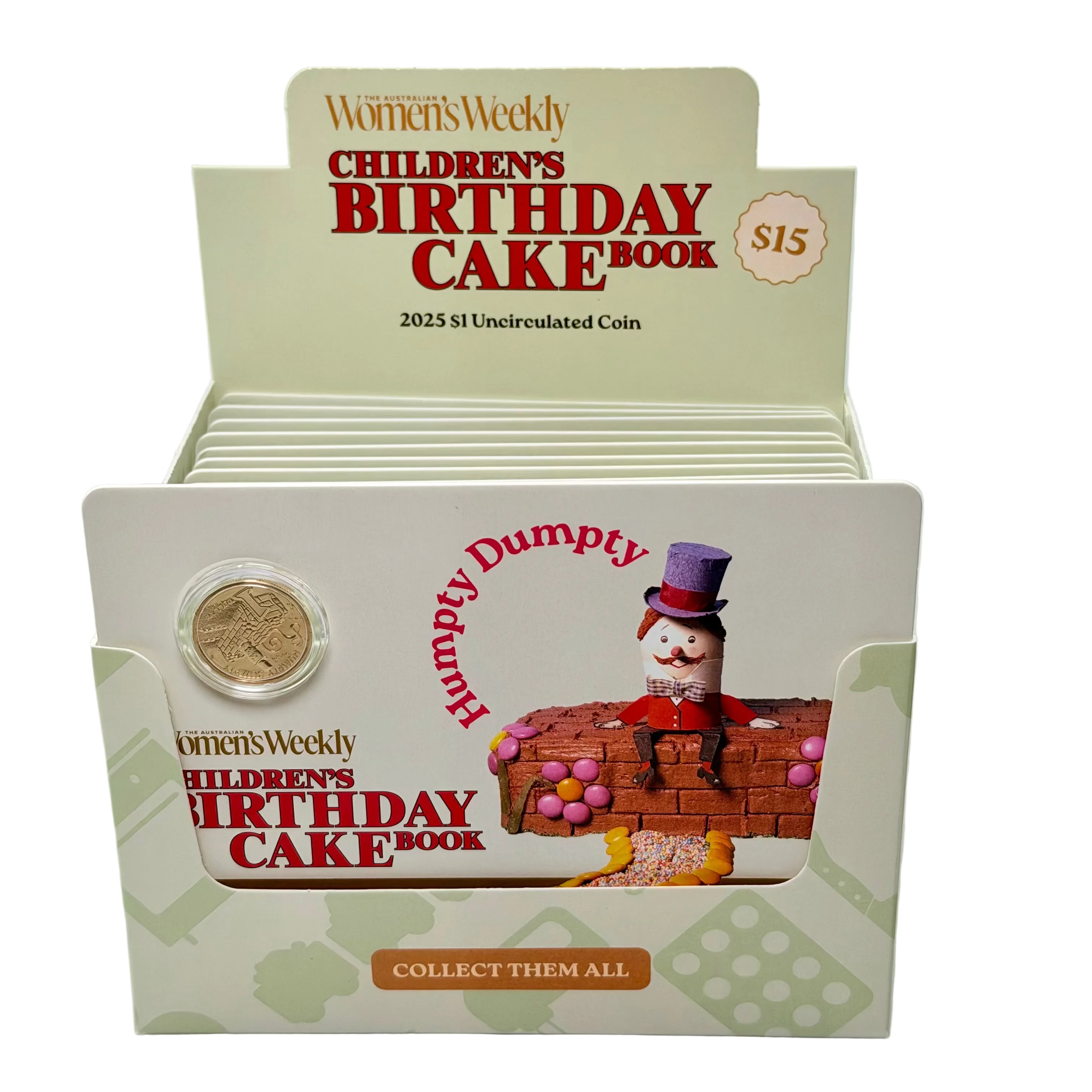 Australian Women's Weekly Birthday Cake Humpty Dumpty 2025 $1 Uncirculated Coin in Card - Retail Box of 20