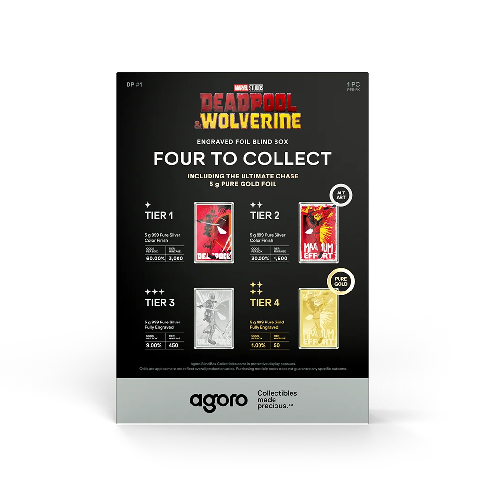 Deadpool Blind Box 5g Silver Collectible Foil, packaging
