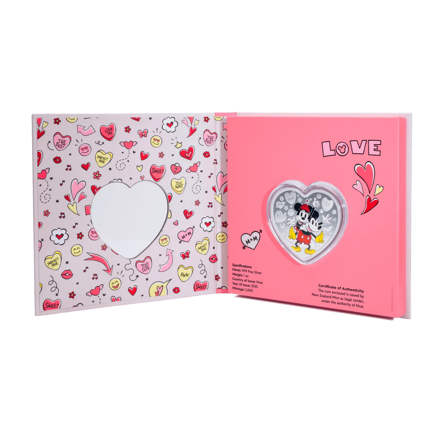 Disney I Love Us Mickey Mouse and Minnie Mouse 1oz Silver Coin