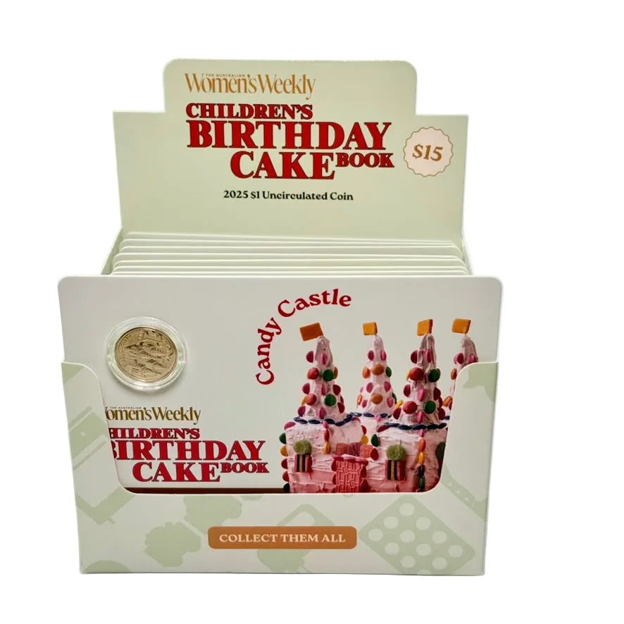 Australian Women's Weekly Birthday Cake Candy Castle 2025 $1 Uncirculated Coin in Card - Retail Box of 20