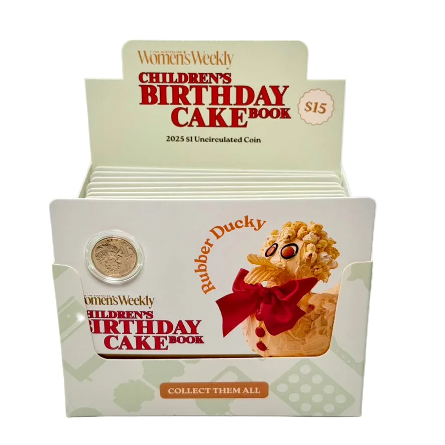 Australian Women's Weekly Birthday Cake Rubber Ducky 2025 $1 Uncirculated Coin in Card - Retail Box of 20
