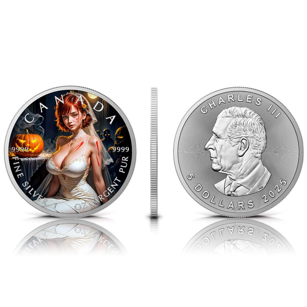 Halloween Bride 2025 Canada Maple Leaf 1oz Silver Coin