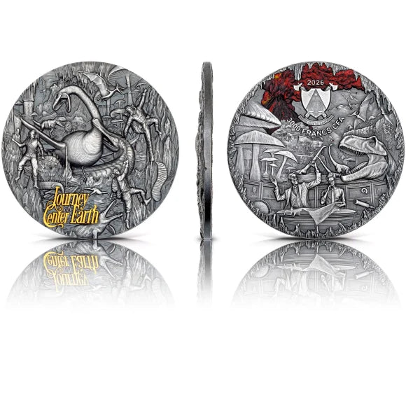 Journey to the Center of the Earth 2026 Cameroon 3oz Antiqued Silver Coin