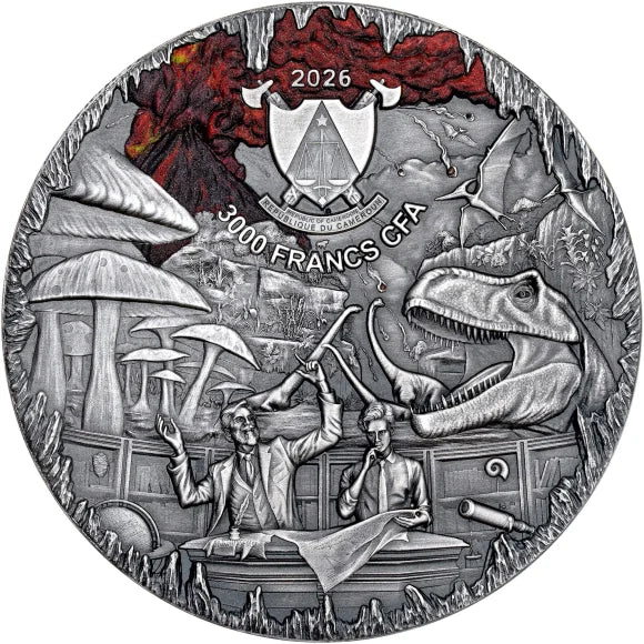Journey to the Center of the Earth 2026 Cameroon 3oz Antiqued Silver Coin