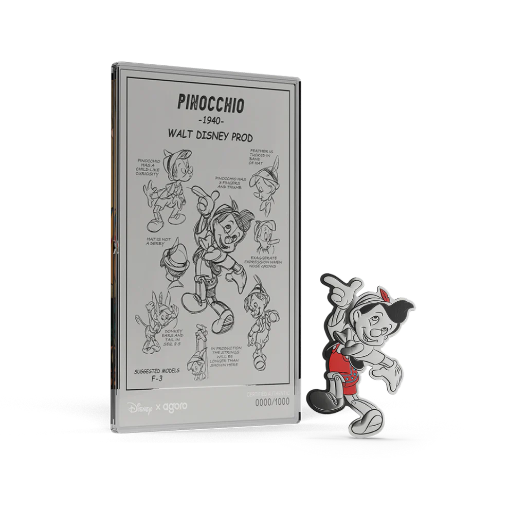 Disney Pinocchio 3/4oz Silver Coin + 5g Silver Foil Set