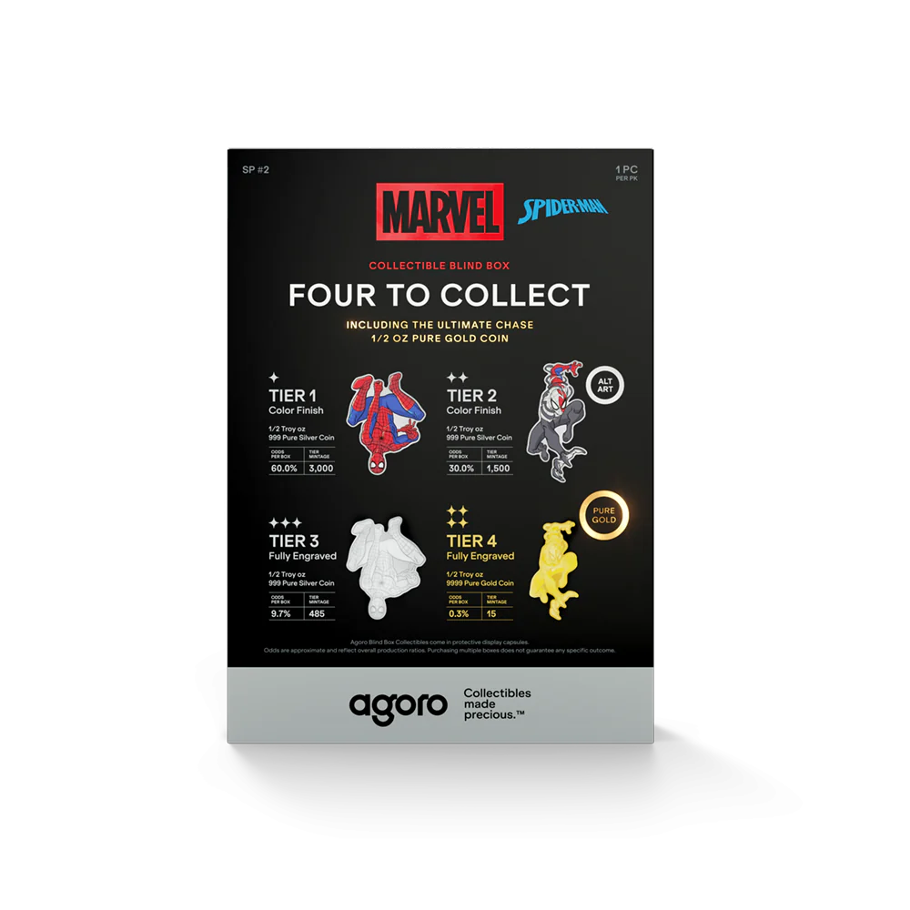 Marvel Spider-Man Transforms Blind Box 1/2oz Coin Blind Box