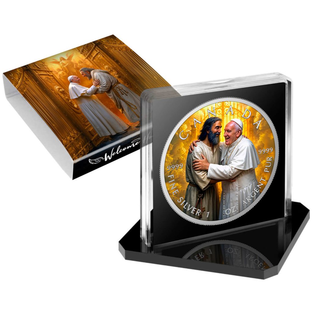 Pope Francis Welcome Home 2025 Canada 1oz Silver $5 Coloured Coin