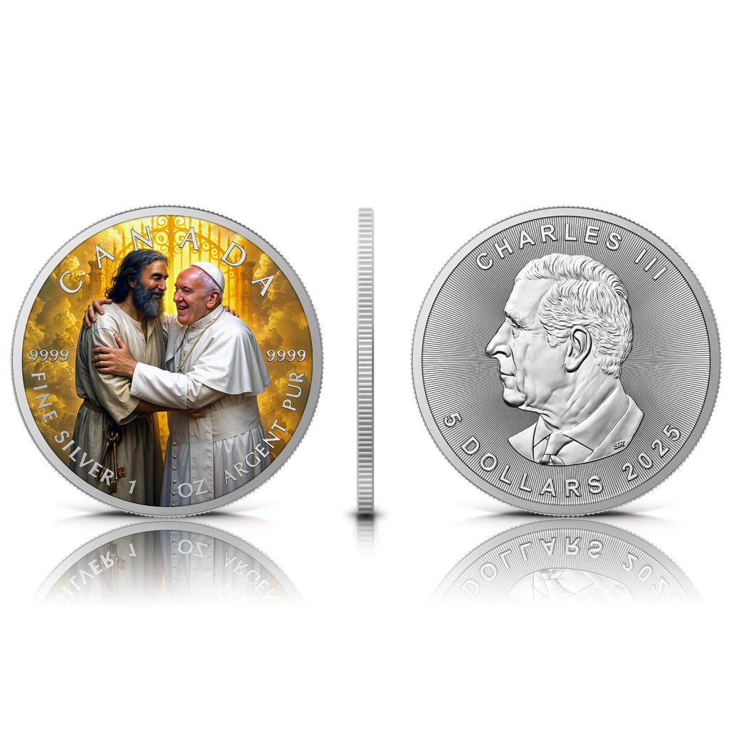 Pope Francis Welcome Home 2025 Canada 1oz Silver $5 Coloured Coin