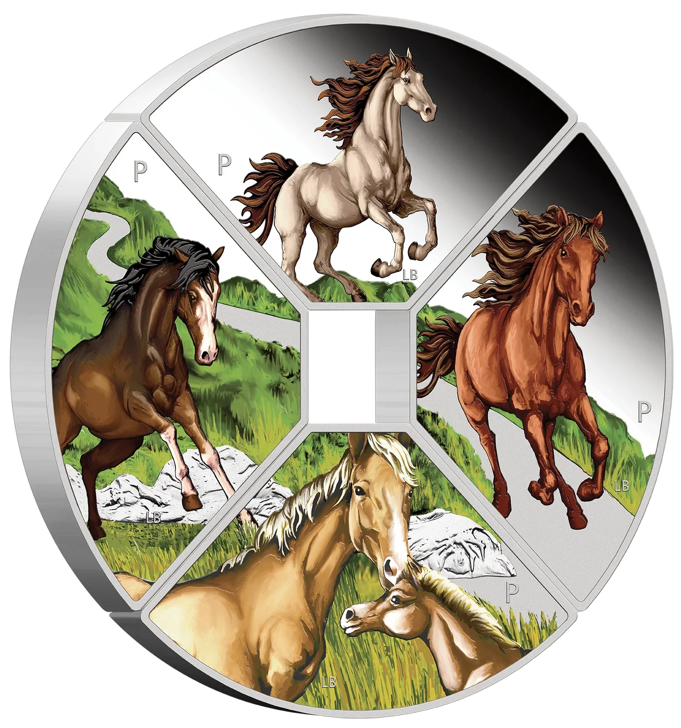 Out now: 2026 Year of the Horse 1oz Silver Proof Coloured Quadrant Four-Coin Set