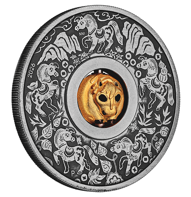 This Year of the Horse Coin Has a Rotating Charm Inside It