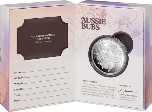A perfect baby gift: Aussie Bubs 2025 $5 1 oz Fine Silver Proof Coin
