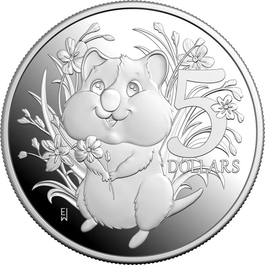 This Aussie Bubs 2025 $5 1 oz Fine Silver Proof Coin is a perfect new baby gift
