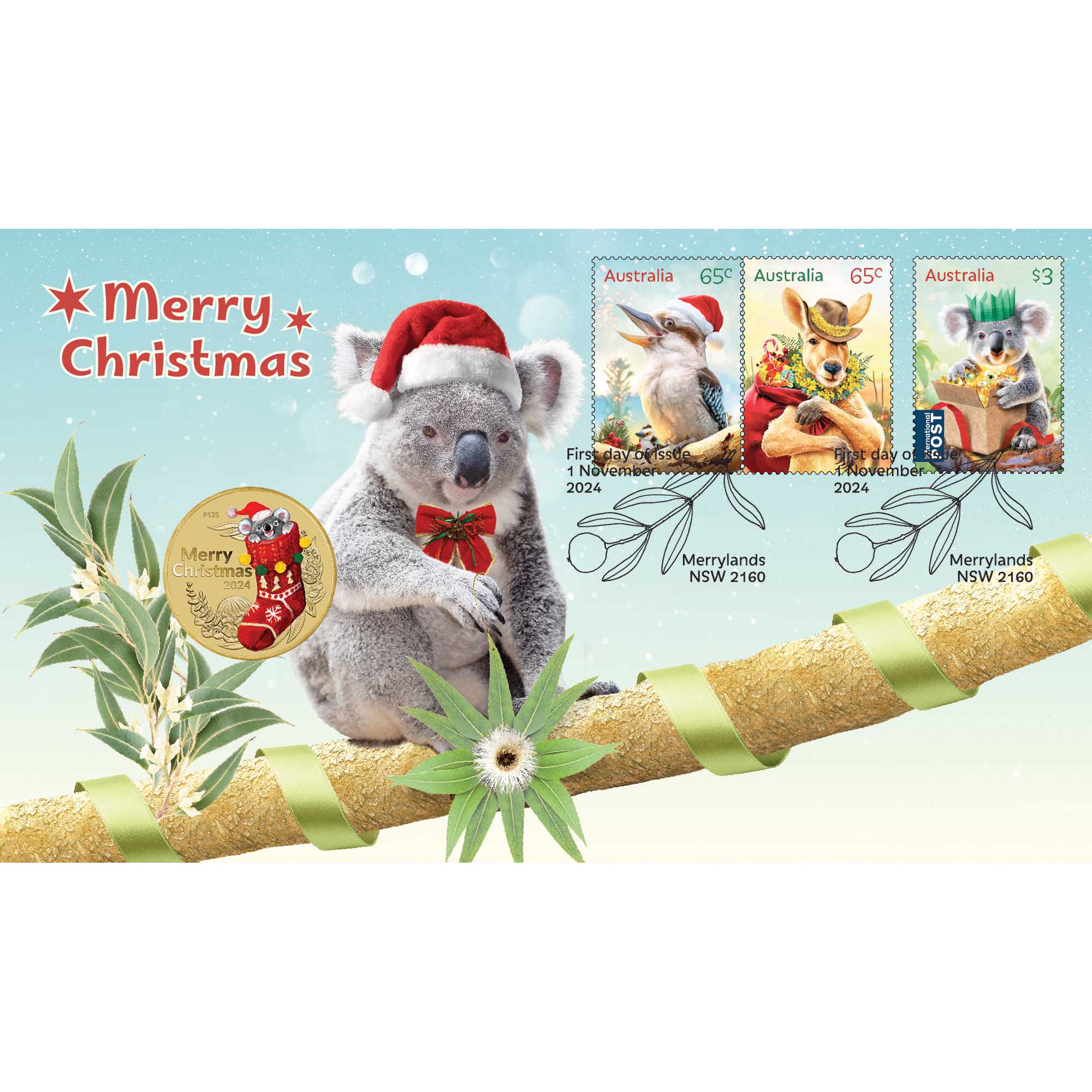 Merry Christmas 2024 Stamp and Coin Cover