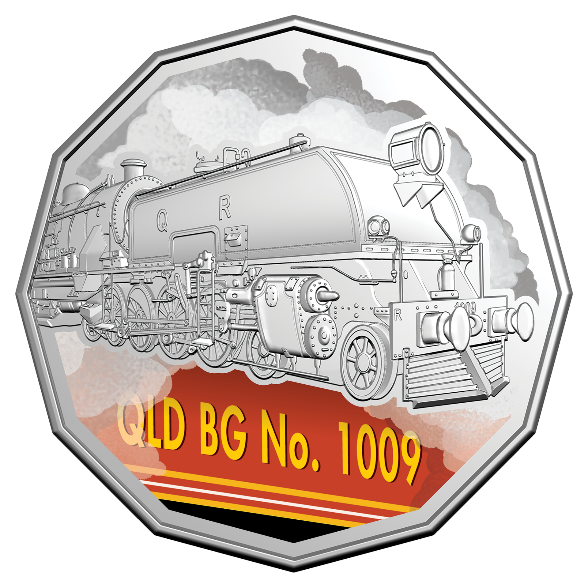 Steam Giants QLD Railways No.1009 2025 50c Coloured Uncirculated Coin