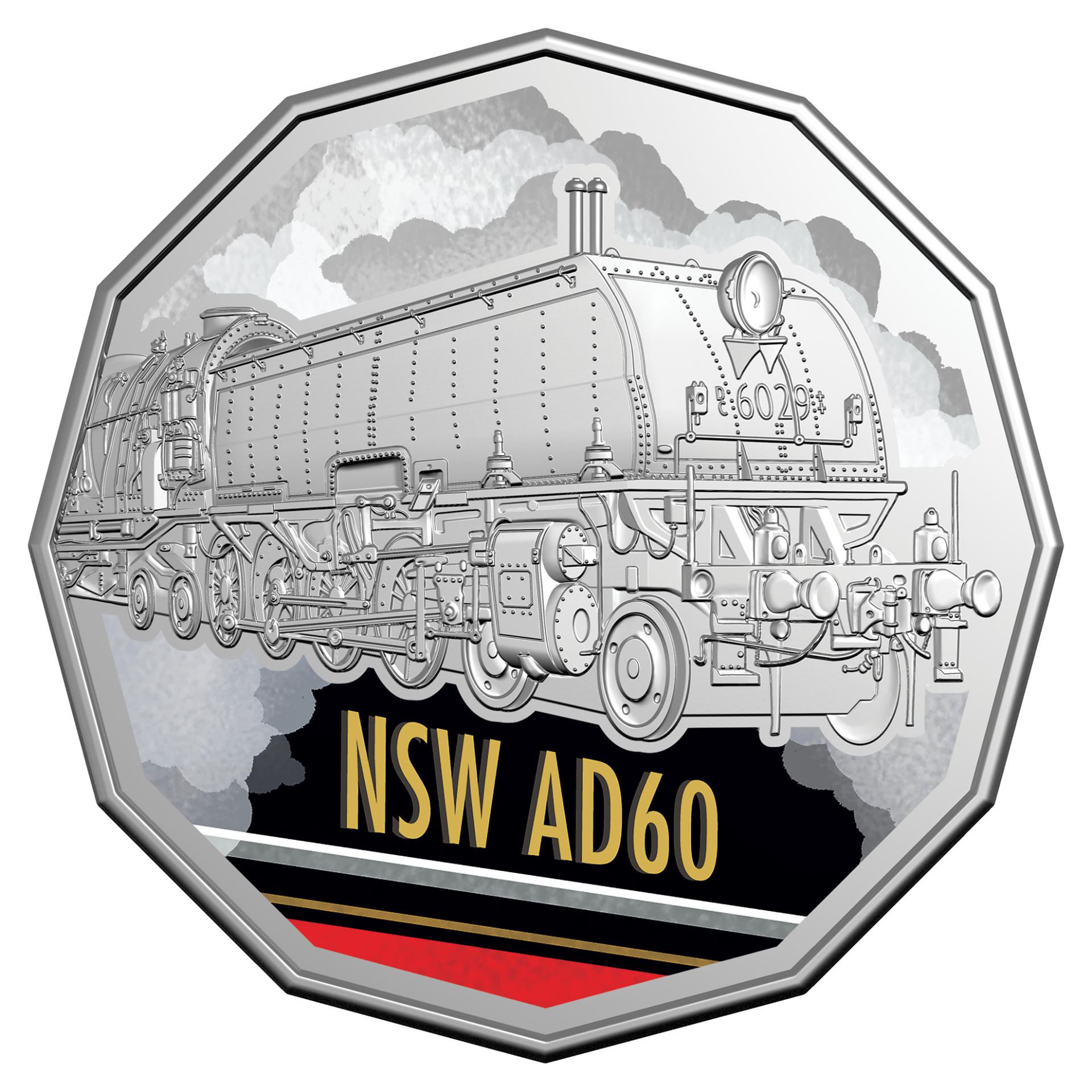 Steam Giants NSW AD60 Class Beyer-Garratt 6029 2025 50c Coloured Uncirculated Coin